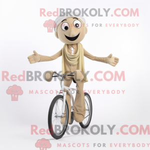 Beige Unicyclist maskot...