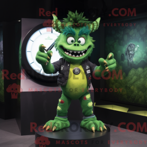 Green Demon mascot costume...