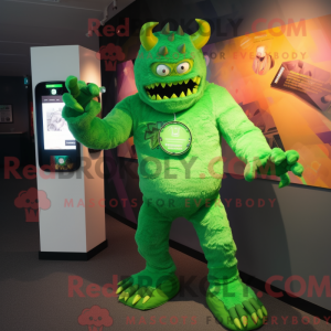 Green Demon mascot costume...