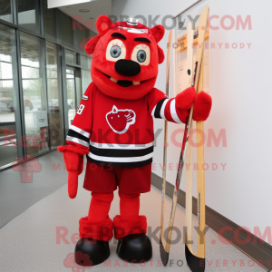 Red Ice Hockey Stick maskot...