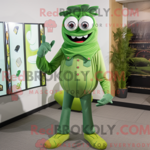 Green Steak mascot costume...
