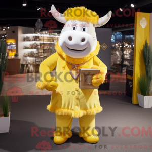 Yellow Yak mascot costume...