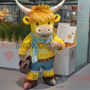 Yellow Yak mascot costume...