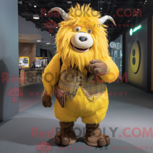 Yellow Yak mascot costume...