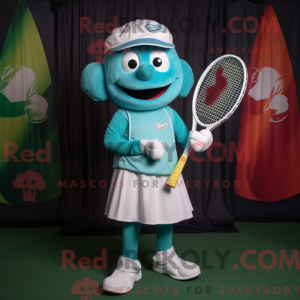 Teal Tennis Racket mascot...