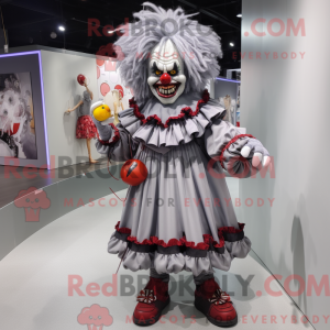 Gray Evil Clown mascot...