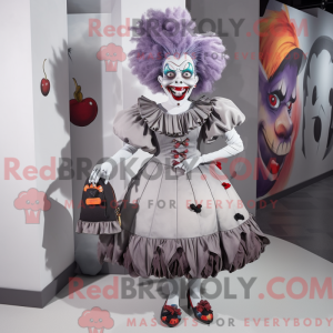 Gray Evil Clown mascot...