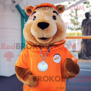 Peach Capybara mascot...