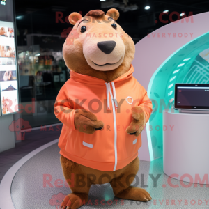 Peach Capybara mascot...