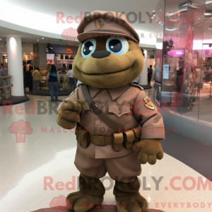 Brun Soldier maskot kostume...