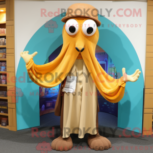 Gold Squid-mascottekostuum...