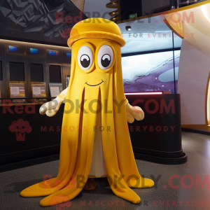 Gold Squid maskot kostume...