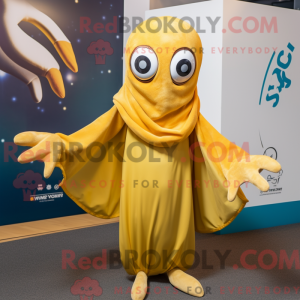 Gold Squid mascot costume...