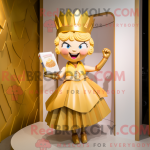 Gold Queen mascot costume...