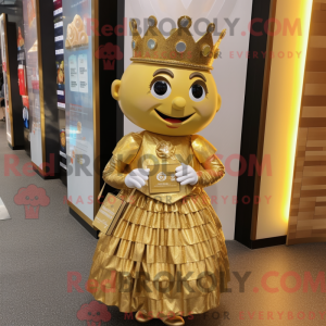 Gold Queen mascottekostuum...