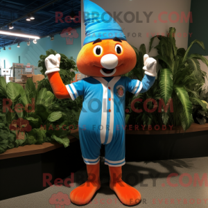 Cyan gulerod maskot kostume...