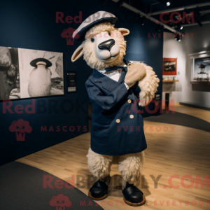 Navy Merino Sheep mascot...
