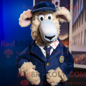 Navy Merino Sheep mascot...