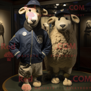 Navy Merino Sheep mascot...