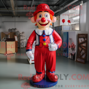 Rode clown mascottekostuum...