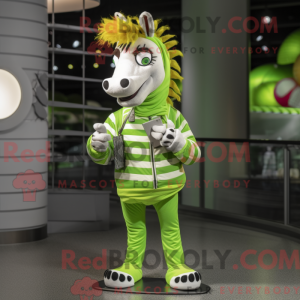 Lime Green Zebra mascot...