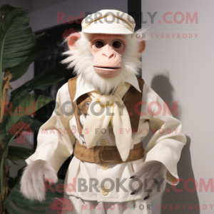 Hvid Capuchin Monkey maskot...