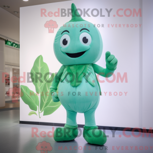 Cyan Spinach mascot costume...