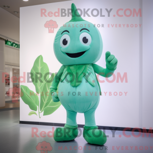 Cyan spinat maskot kostume...
