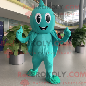 Cyan spinat maskot kostume...