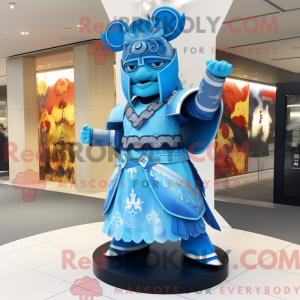 Blue Samurai mascot costume...