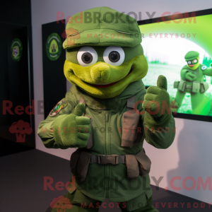 Grøn Para Commando maskot...