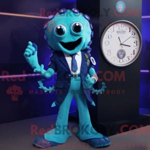 Blå Medusa maskot kostume...