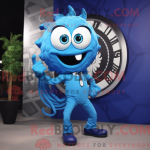 Blue Medusa mascot costume...