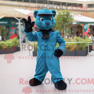 Teal Panther mascot costume...