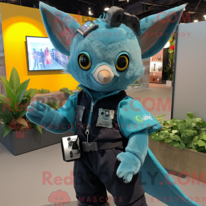 Teal Fruit Bat mascot...