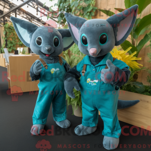 Teal Fruit Bat mascot...