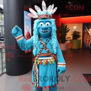 Cyan Chief-maskotdraktfigur...