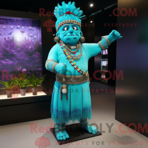 Cyan Chief mascot costume...