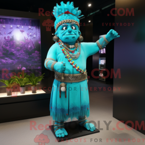 Cyan Chief-maskotdraktfigur...