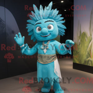 Cyan Chief-maskotdraktfigur...