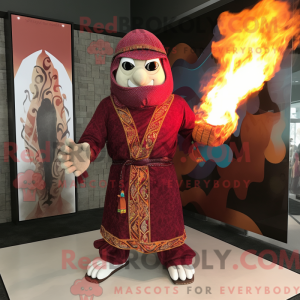 Maroon Fire Eater mascot...