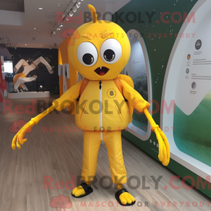 Gul Spider maskot kostume...