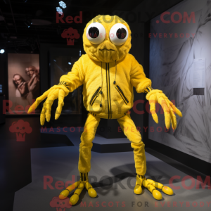 Gul Spider maskot kostume...