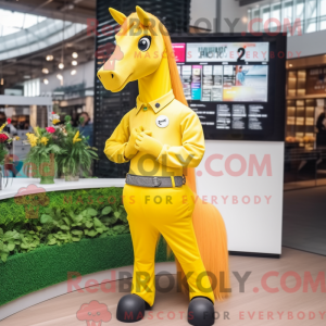 Yellow Horse maskot kostume...