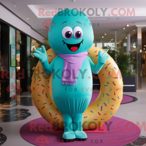 Turquoise Donut mascot...