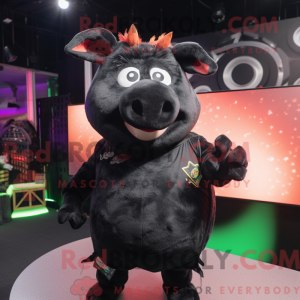 Black Pig mascot costume...