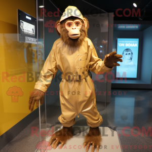 Tan sjimpanse maskot drak...