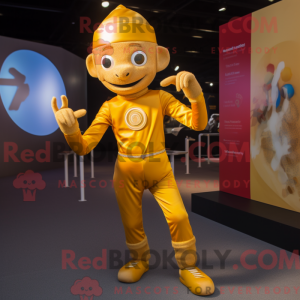 Gold Acrobat mascot costume...