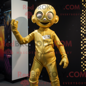 Gold Acrobat mascot costume...