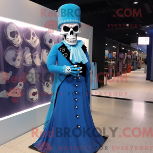 Blue Skull mascot costume...